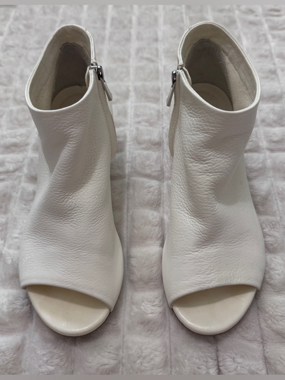 Officine Creative 36 White Pebbled Leather Open Toe Booties Ankle Boots - Picture 2 of 9